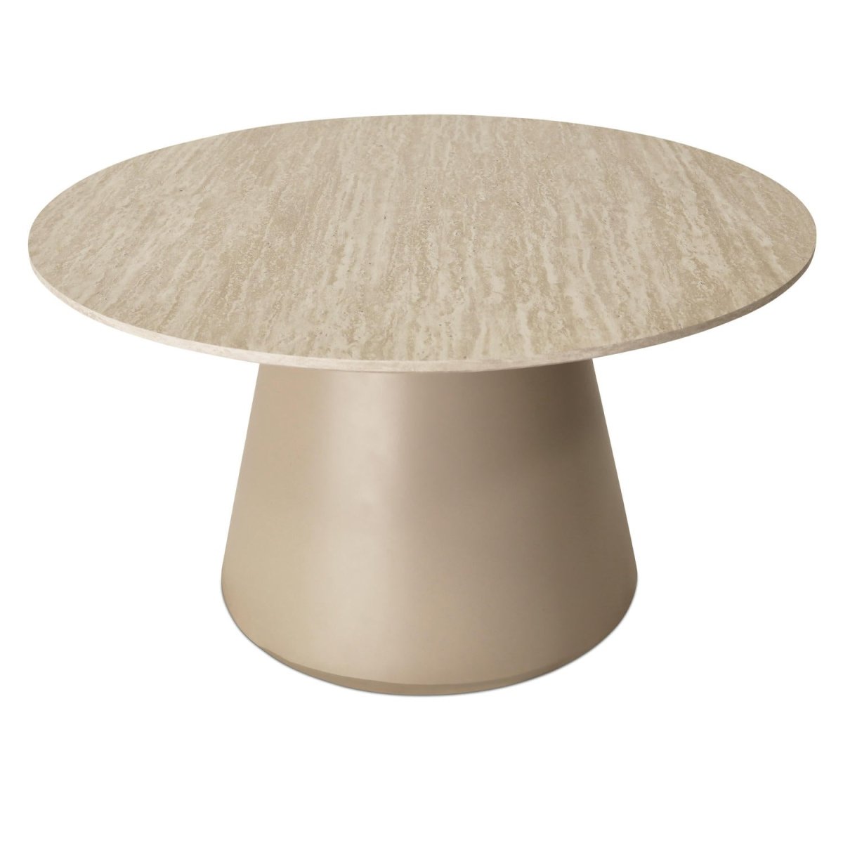 Couchtisch Rund ø80 cm - Travertine-Optik Beige