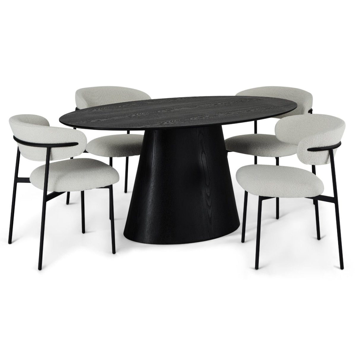 Ovaler Esstisch 160x90 cm - Eiche Schwarz