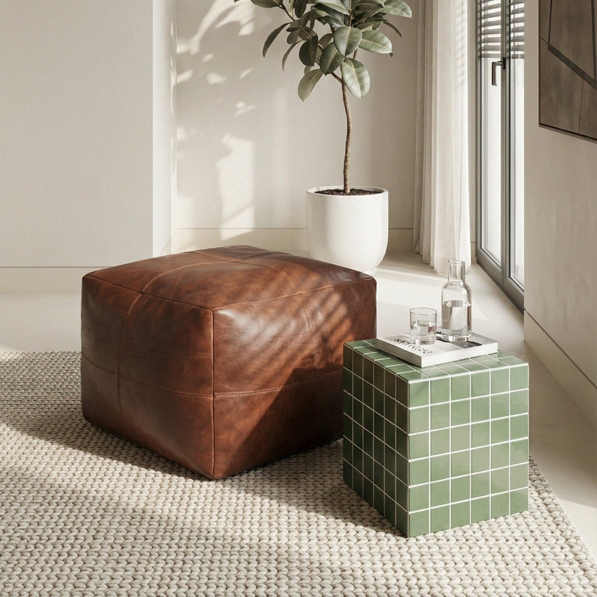 Tenna Pouf 50x50x45 cm - Braun