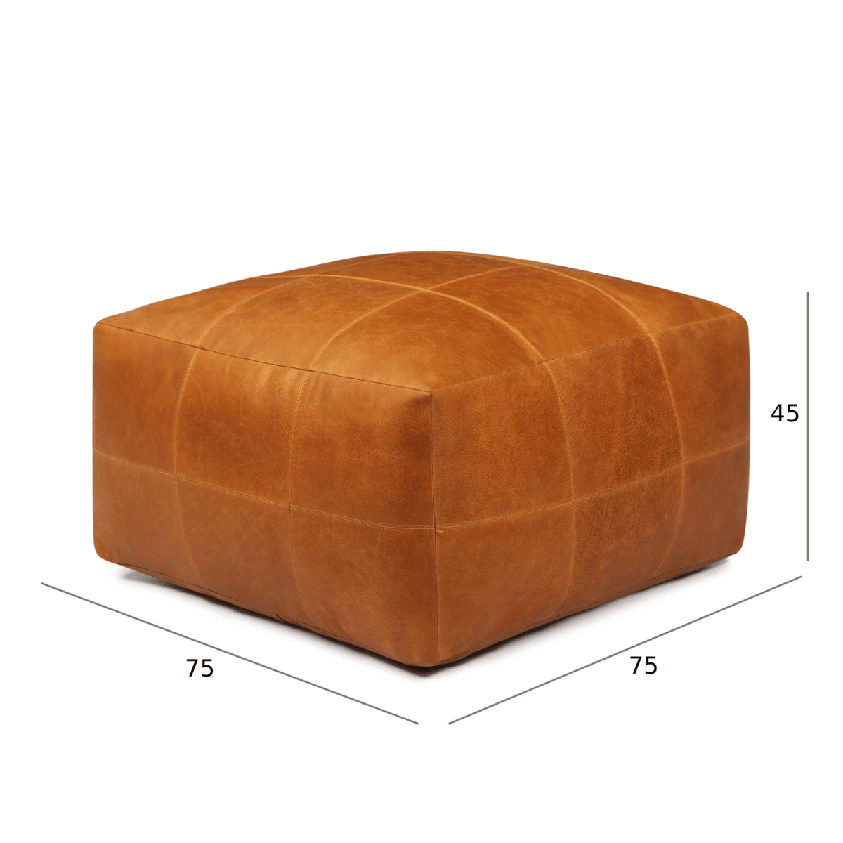 Tenna Pouf 75x75x45 cm - Cognacbraun