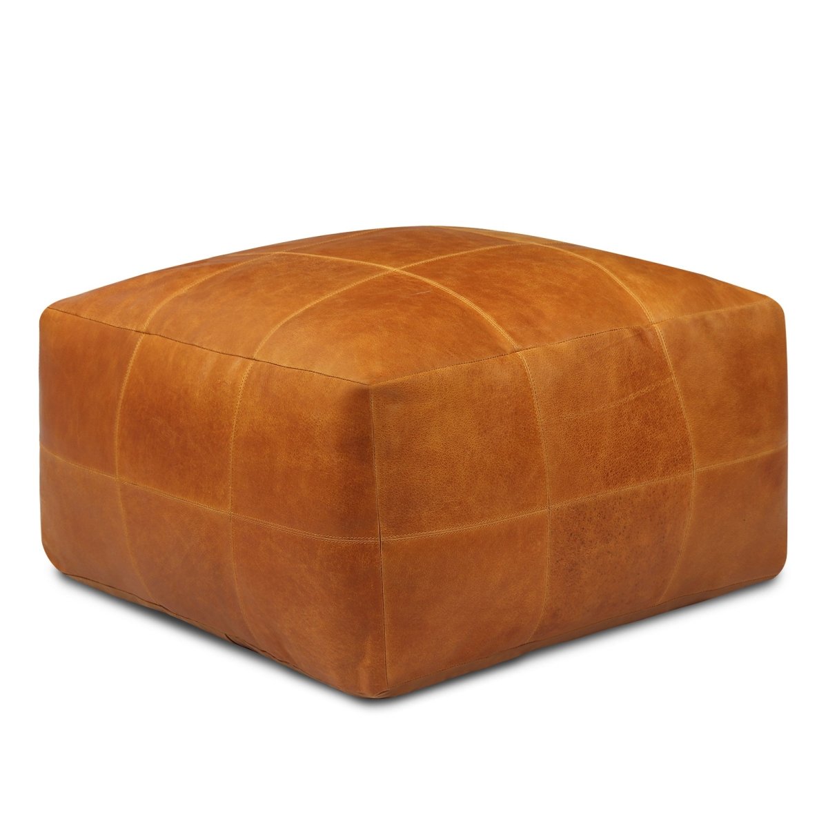 Tenna Pouf 75x75x45 cm - Cognacbraun