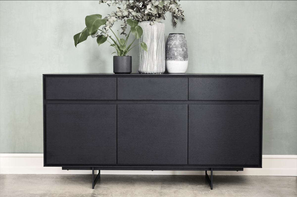 Sideboard mit 3 Türen - 155 cm breit - Schwarz