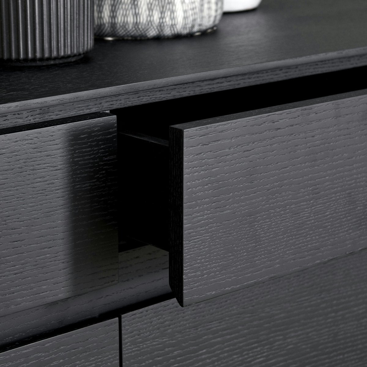 Sideboard mit 4 Türen - 205 cm breit - Schwarz