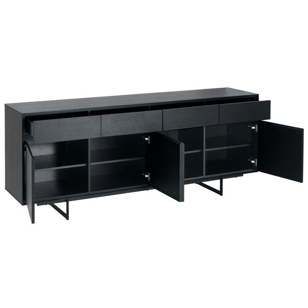 Sideboard mit 4 Türen - 205 cm breit - Schwarz