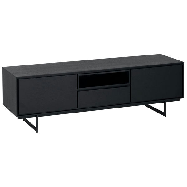 TV-Tisch mit 2 Türen - 160 cm breit - Schwarz