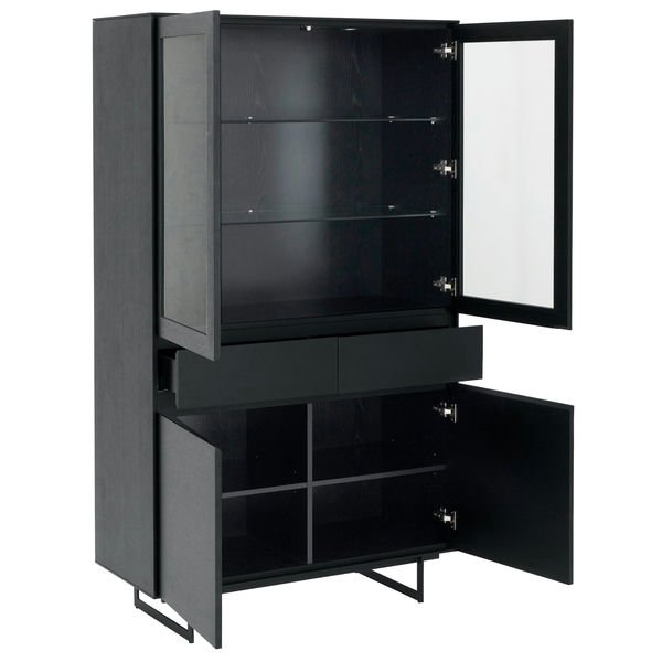 Vitrine mit LED-Beleuchtung - 110 cm breit - Schwarz