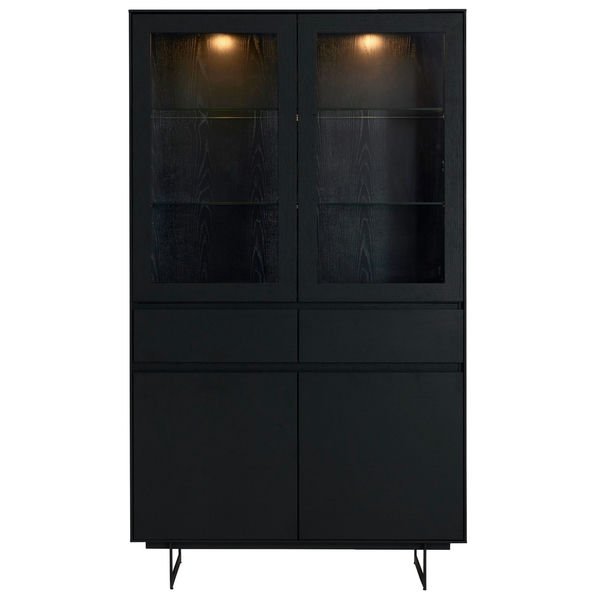 Vitrine mit LED-Beleuchtung - 110 cm breit - Schwarz