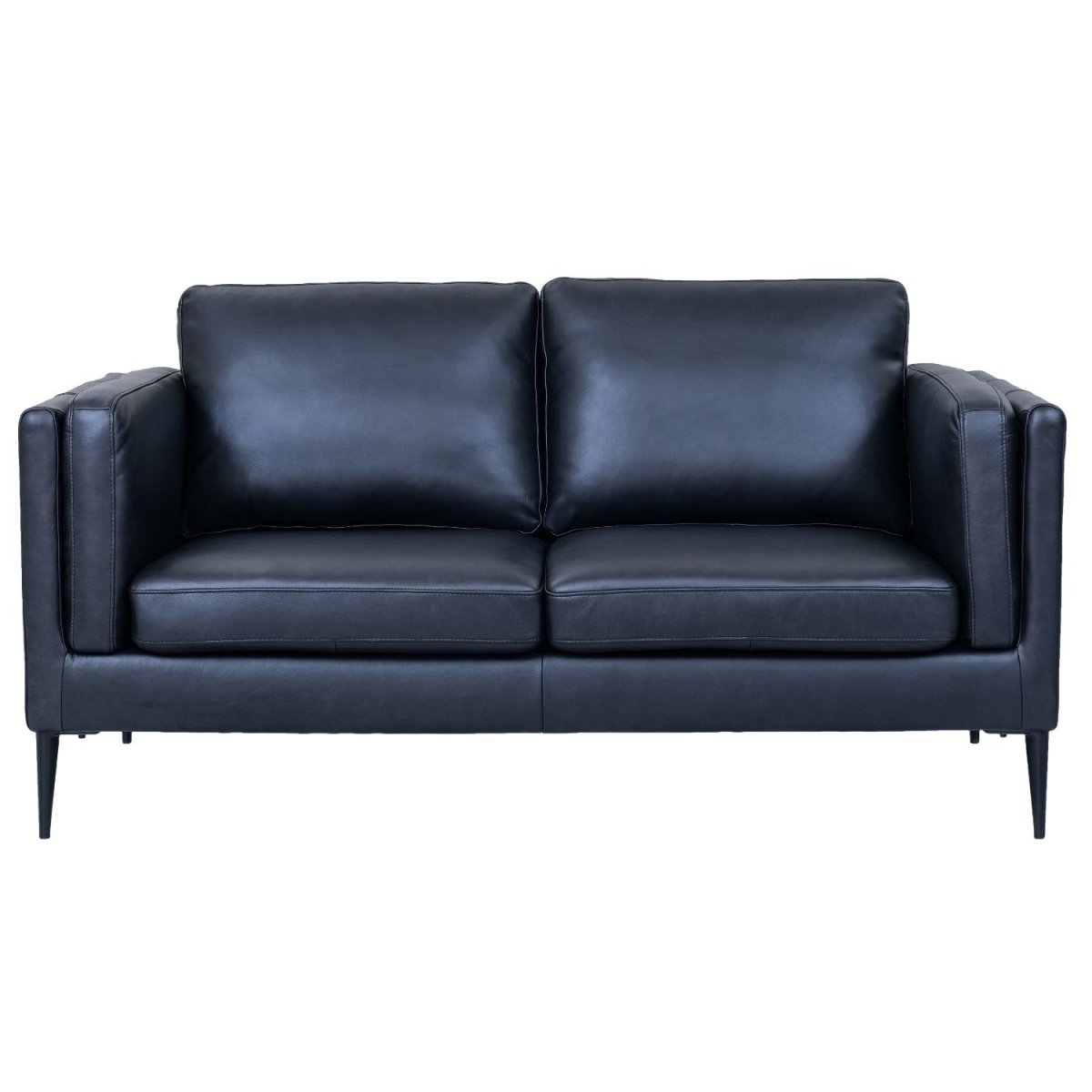 2-Sitzer Ledersofa Valencia – Echtleder Schwarz, skandinavisches Design