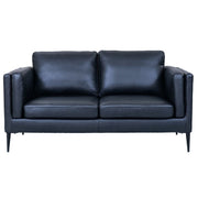 2-Sitzer Ledersofa Valencia – Echtleder Schwarz, skandinavisches Design
