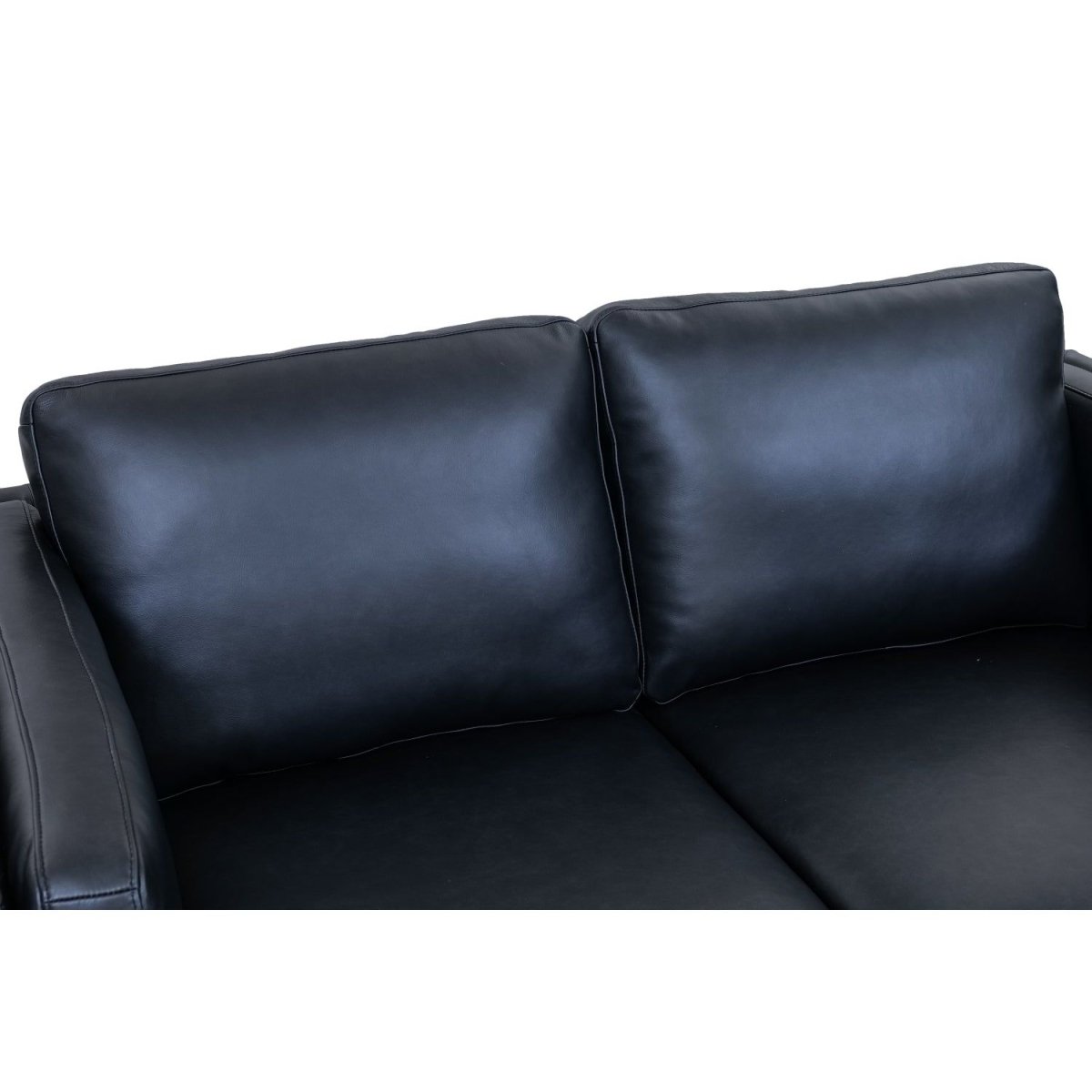 2-Sitzer Ledersofa Valencia – Echtleder Schwarz, skandinavisches Design