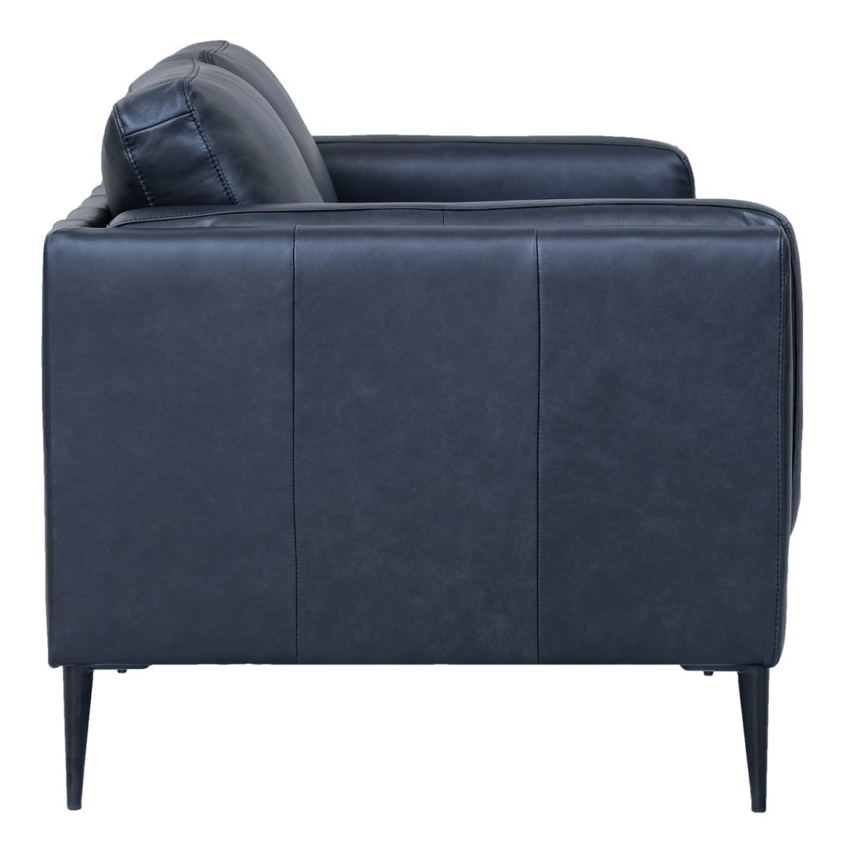 2-Sitzer Ledersofa Valencia – Echtleder Schwarz, skandinavisches Design